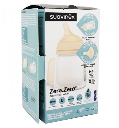 Suavinex biberon anticolico zero.zero tetina silicona lactancia mixta 180 ml