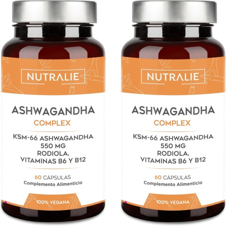 Nutralie Ashwagandha Con B6 + B12 Y Rodiola Ansiedad 60 Cápsulas + 60 Cápsulas Duplo Promocion