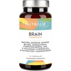 Nutralie Brain Complex Ginkgo Biloba Bacopa Monnieri Colina L-Tirosina Ginseng + Vitaminas 60 Cápsulas
