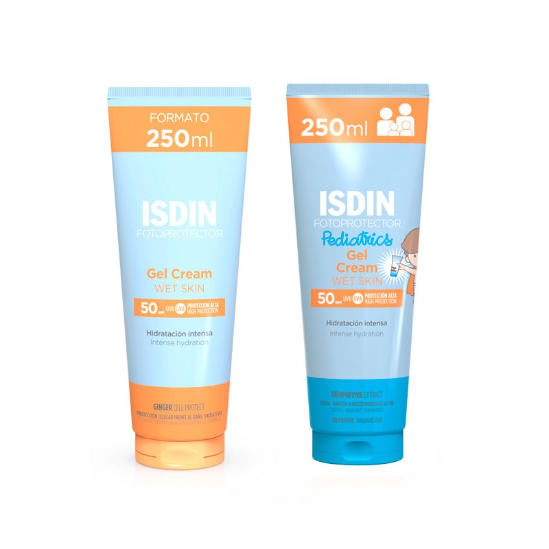 Fotoprotector Isdin Pack Familia Gel Crema SPF 50 250ml + Pediatrics SPF 50 250ml