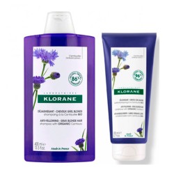 Klorane Rutina Pelo Gris Champú Centaurea 400ml + Acondicionador Centaurea 200ml