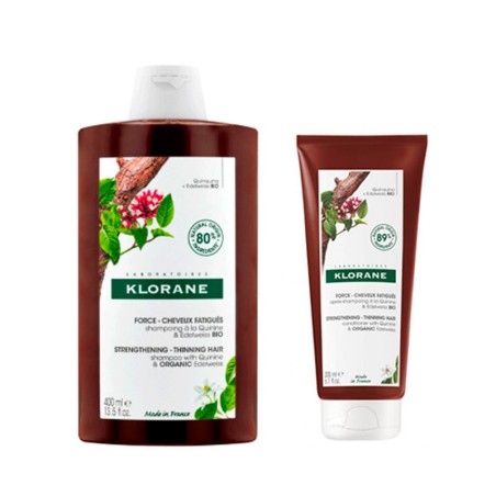 Klorane Rutina Pelo Anticaída Champú Quinina 400ml + Acondicionador Quinina 200ml