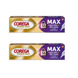 Corega Power Max Fijación + Sellado Crema Adhesiva Dental 40g + 40g Duplo Ahorro