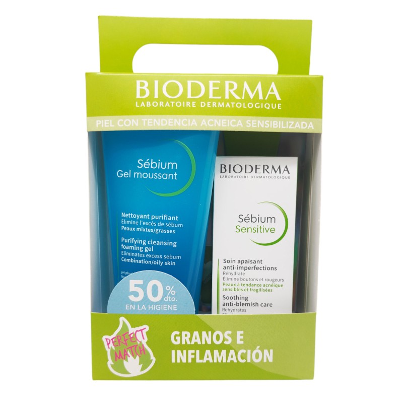 Bioderma Pack Granos e Inflamación Sébium Gel Limpiador 200 ml + Sébium Sensitive 30 ml