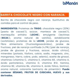 Bimanán Beslim Barritas Chocolate Negro con Naranja 10 unidades