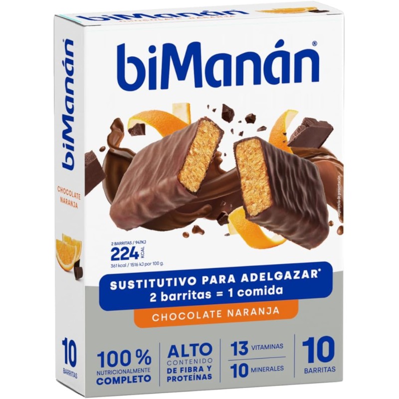 Bimanán Beslim Barritas Chocolate Negro con Naranja 10 unidades