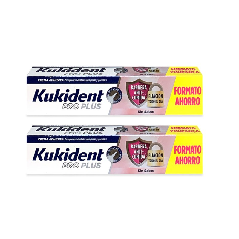 KUKIDENT Pro Plus Sellado Barrera Anticomida Sin Sabor 57g + 57g Duplo Promocion