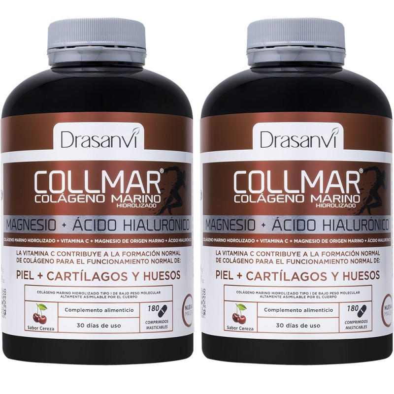 F24 Collmar Colágeno Marino Magnesio Hialurónico Cereza 180 + 180 Comprimidos Masticables Duplo Drasanvi