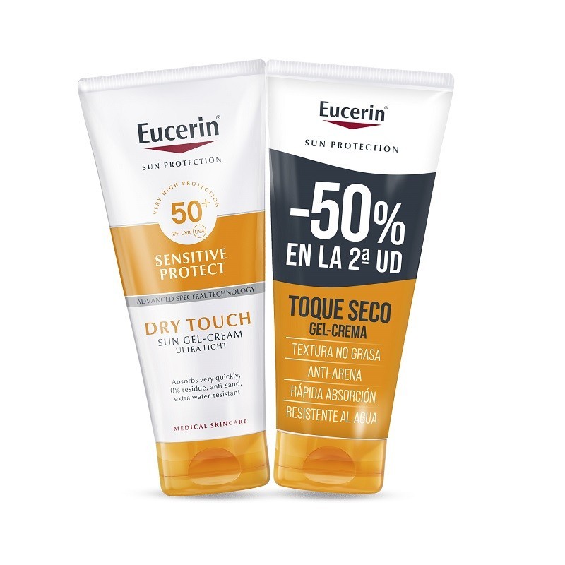 Eucerin Protector Solar SPF50+ Gel Crema Dry Touch Toque Seco 200 ml + 200 ml Duplo Promoción