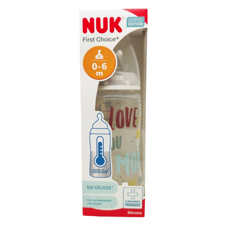 Nuk Biberón SIlicona FC + PP Family Love 0-6M 360ml Gris/Verde