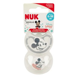 Nuk Chupete Silicona Mickey 6-18 Meses Gris- Blanco 2 Unidades