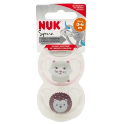 Nuk Chupete Silicona Space 0-6 Meses Rosa Gris 2 Unidades