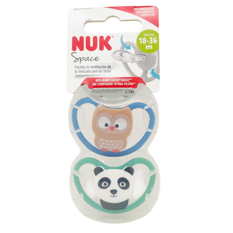 Nuk Chupete Silicona Space 18-36 Meses Azul Verde 2 Unidades