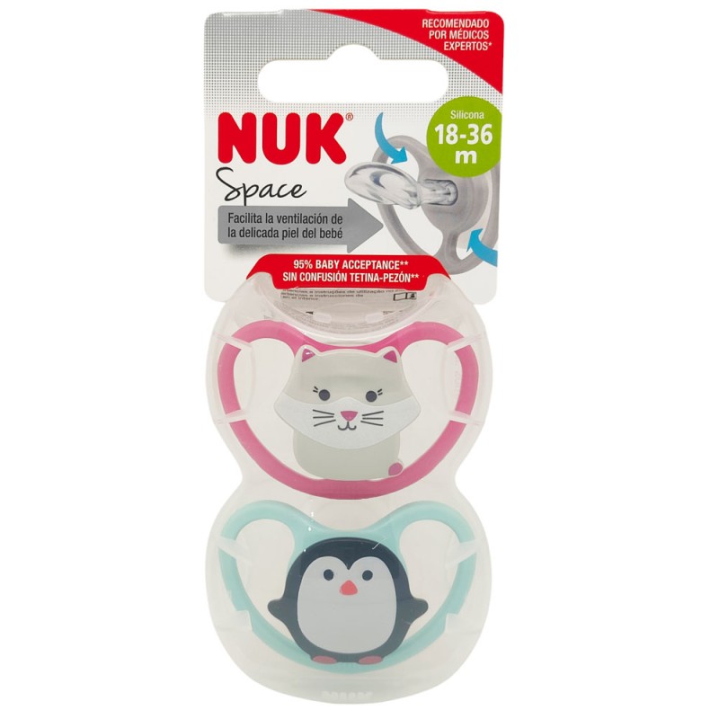 Nuk Chupete Silicona Space 18-36 Meses Rosa Verde 2 Unidades