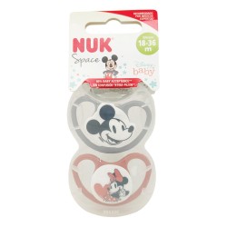 Nuk Chupete Silicona Mickey 18-36 Meses Gris- Rosa 2 Unidades