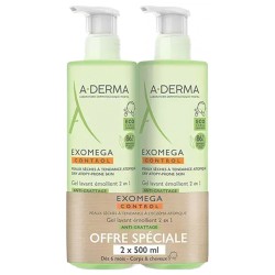 Aderma Exomega Control Gel Limpiador 2 En 1 500ml + 500ml Duplo