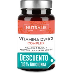 Nutralie Vitamina D3 + K2 Complex 10000 UI con Vitamina C 60 Cápsulas