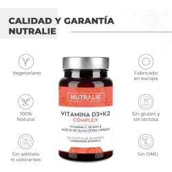 Nutralie Vitamina D3 + K2 Complex 10000 UI con Vitamina C 60 Cápsulas