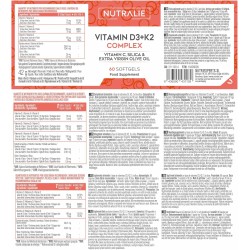 Nutralie Vitamina D3 + K2 Complex 10000 UI con Vitamina C 60 Cápsulas