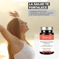 Nutralie Vitamina D3 + K2 Complex 10000 UI con Vitamina C 60 Cápsulas