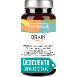 Nutralie Brain Complex Ginkgo Biloba Bacopa Monnieri Colina L-Tirosina Ginseng + Vitaminas 60 Cápsulas