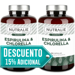 Nutralie Espirulina y Chlorella 1800mg 180 Cápsulas + 180 Cápsulas